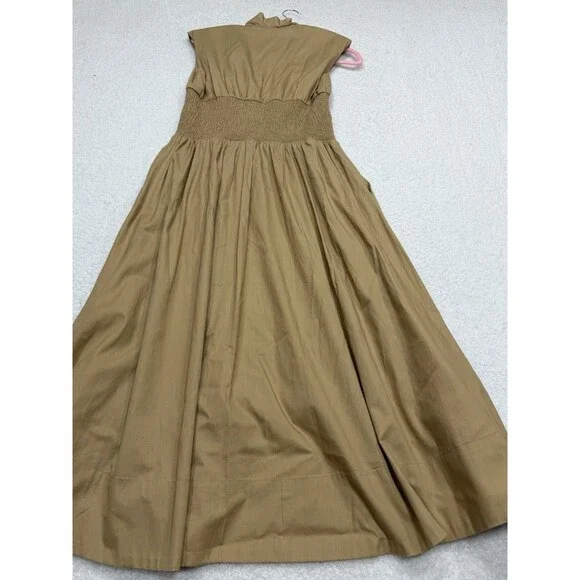 Anthropologie Shirt Dress Khaki Tommie Smocked Front Zip Preppy Boho Small NWT - Picture 7 of 11